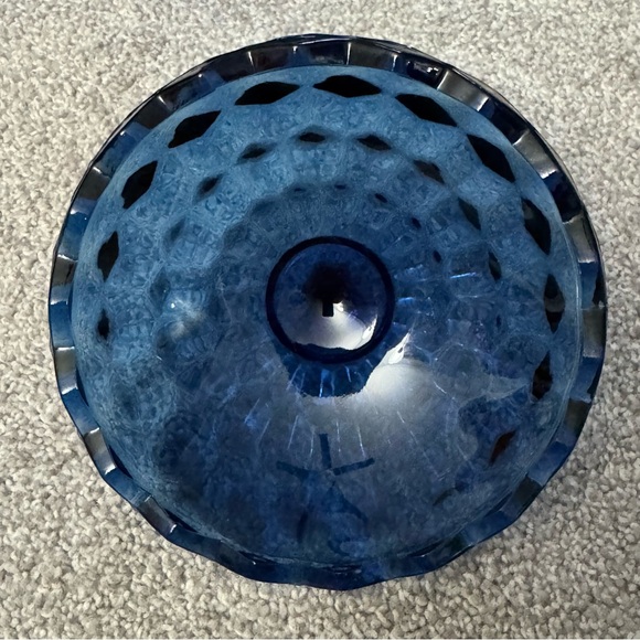 Indiana Glass Colony Whitehall cubist cobalt blue covered candy dish. - Picture 3 of 7